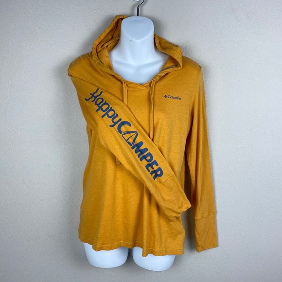 Columbia Happy Camper Logo Jersey Hoodie Tee - Size Medium - Picture 1 of 5